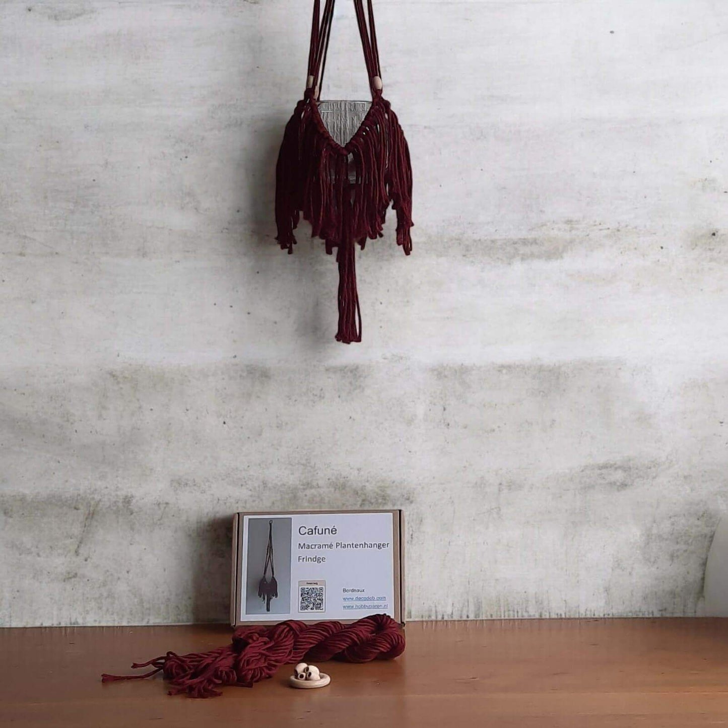 Macrame Pakket Plantenhanger "Fringe" Bordeaux - Hobbygaren