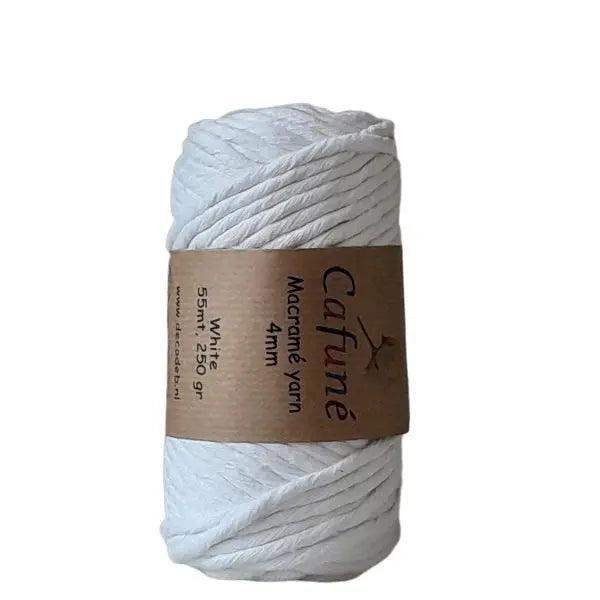 Cafuné Macrame Garen 4mm - Wit - Hobbygaren