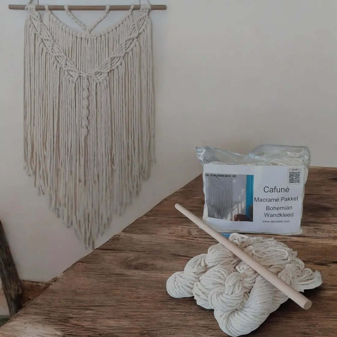 Macrame Pakket Wandkleed Boho - Ecru Hobbygaren