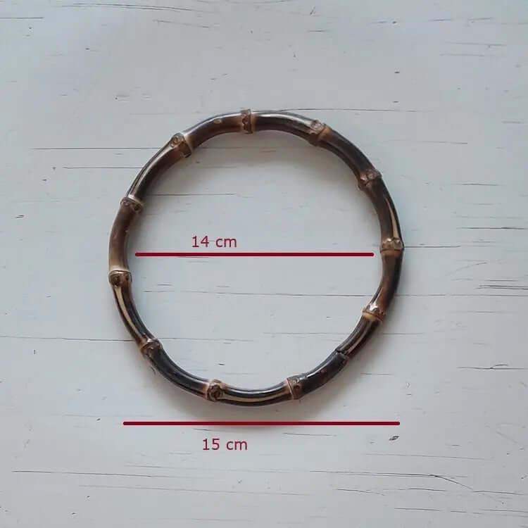 Bamboe Tas Handvat-Rond-Bruin-15 cm - Hobbygaren