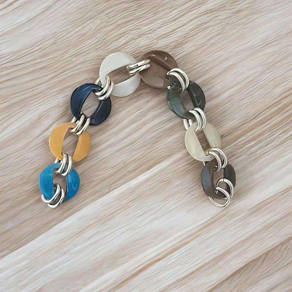 Tas Hengsel van Acryl Kralen Turquoise - Bruin - Hobbygaren