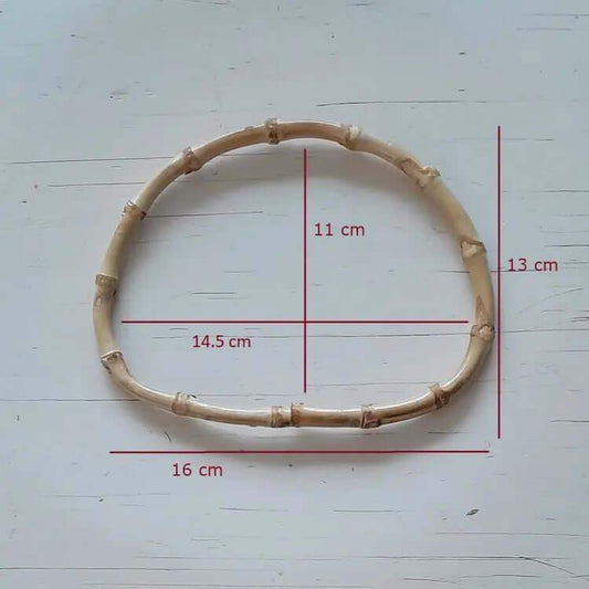 Bamboe Tas Handvat-Half RondNaturel-16cm x 13cm - Hobbygaren