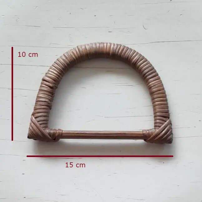 Bamboe Tas handvat-Half Rond-Bruin-15cm x 10cm - Hobbygaren