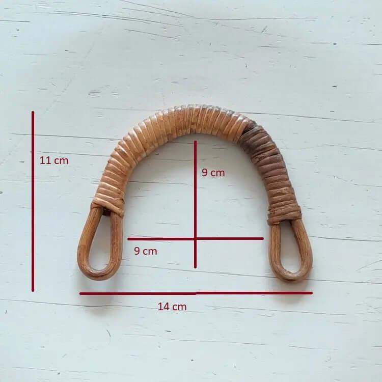Bamboe Tas Handvat-Half Rond-Bruin -14cm x 11cm - Hobbygaren