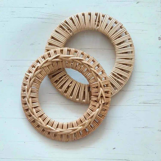 Bamboe Tas Handvat-Rond-Naturel Kleur -15 cm - Hobbygaren