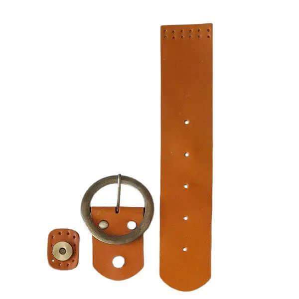 Leren Tas Flap Met Sluiting-Oranje 25x5cm - Hobbygaren