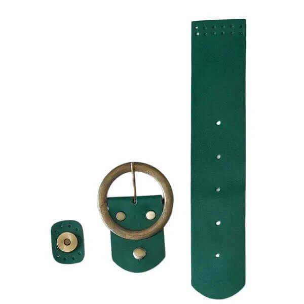 Leren Tas Flap Met Sluiting- Groen 25x5cm - Hobbygaren