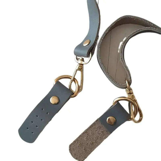 Leren Band en Schouderriem- Grijs - Hobbygaren