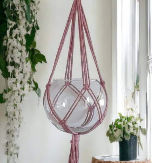 Macrame Pakket Plantenhanger - 2 potten - Oud Roze - Hobbygaren
