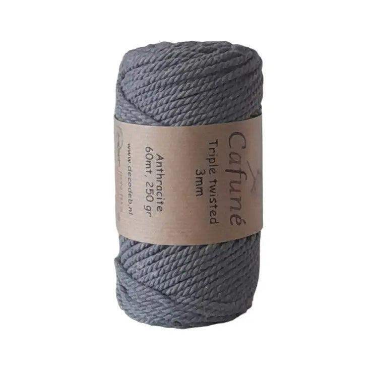 Cafuné Macrame Touw 3mm -Antraciet - Hobbygaren