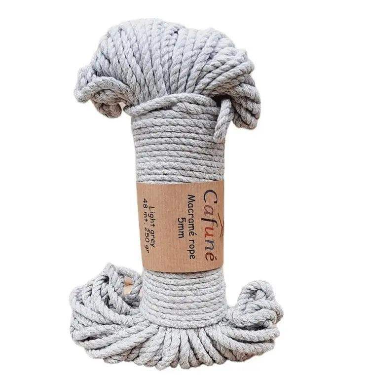 Macrame Touw 5mm -Bundel-Licht Grijs - Hobbygaren