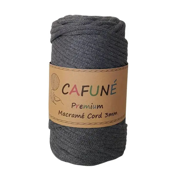 cafune premium macrame koord, gevlochten koord, antraciet