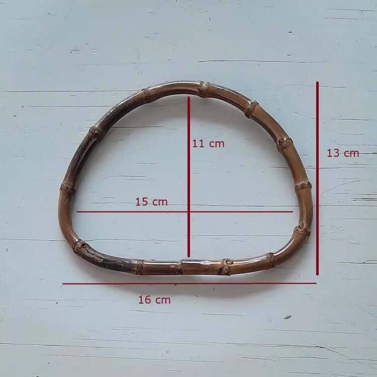 Bamboe Tas Handvat-Half Rond-Bruin-16cm x 13cm - Hobbygaren