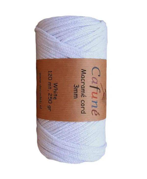 Cafuné Macrame Koord 3mm-Wit - Hobbygaren