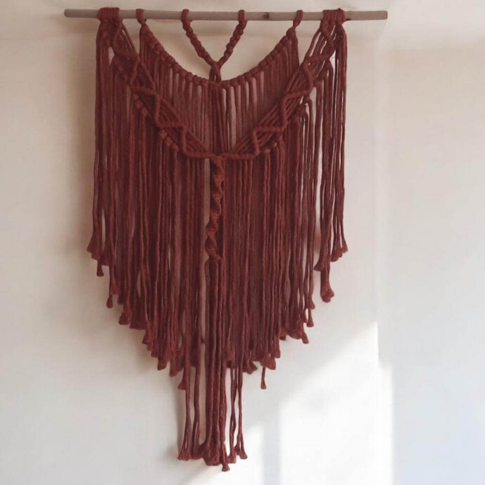 Macrame Pakket Wandkleed Boho - Terracotta Voorbeeld van hobbygaren.nl
