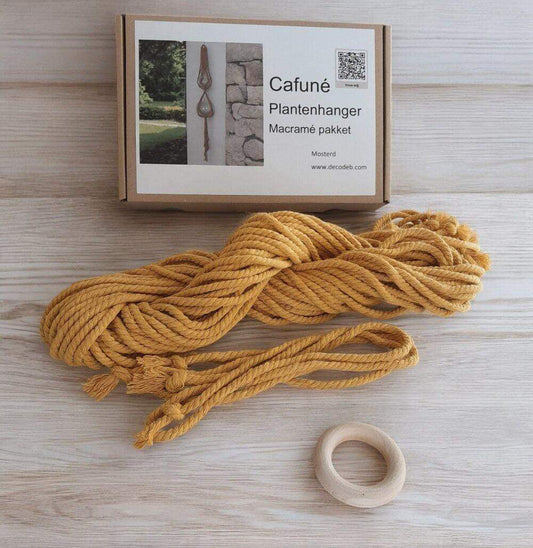 Macrame Pakket Plantenhanger - 2 potten - Mosterd - Hobbygaren