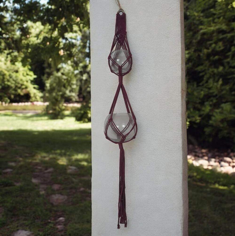 Macrame Pakket Plantenhanger - 2 potten - Damson - Hobbygaren