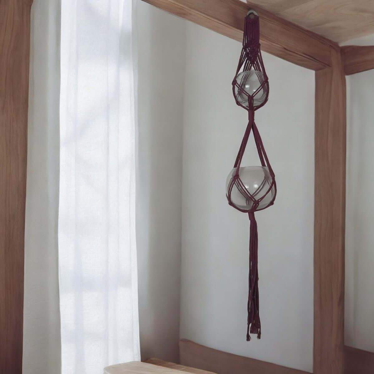 Macrame Pakket Plantenhanger - 2 potten - Damson - Hobbygaren