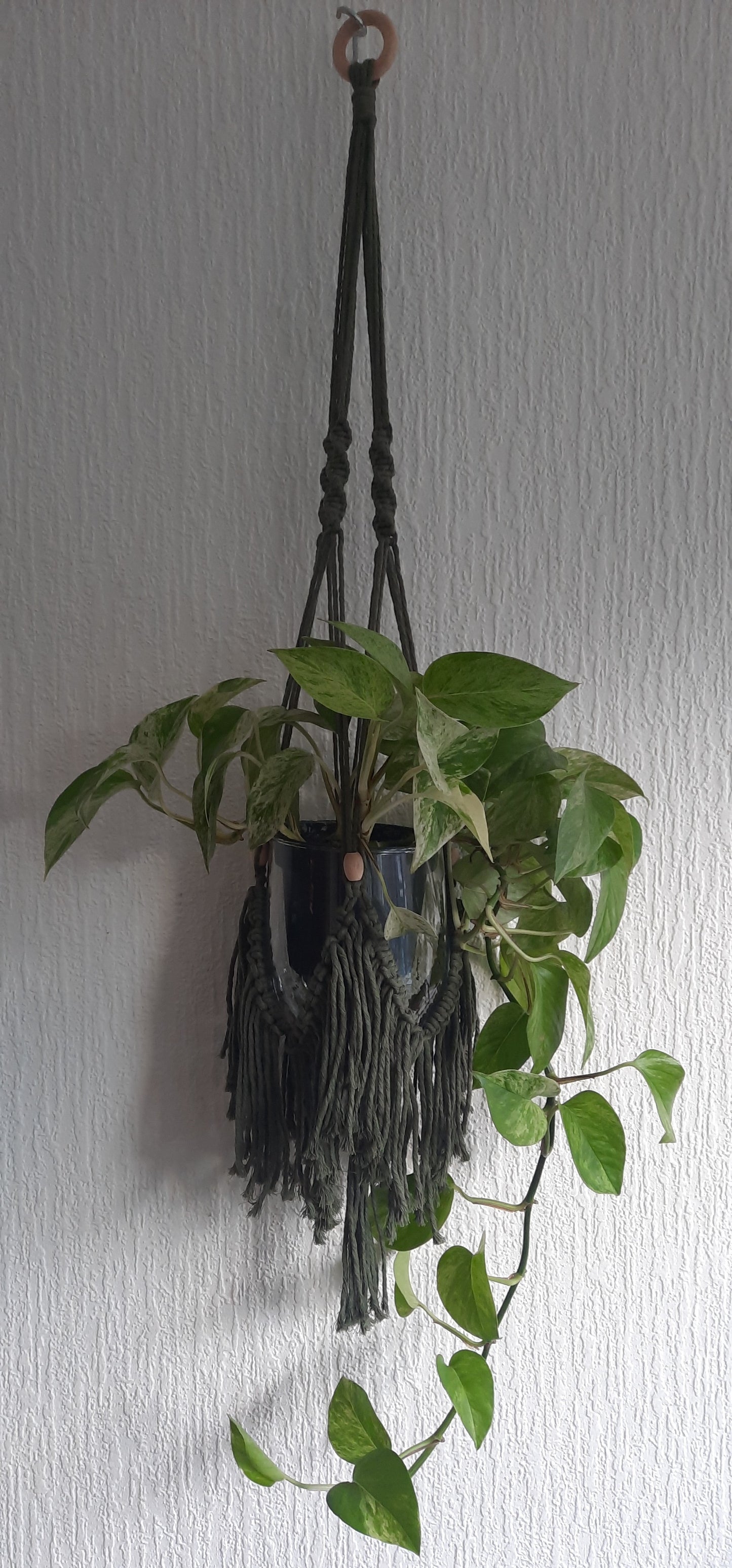 Macrame Pakket Plantenhanger "Fringe" Kaki