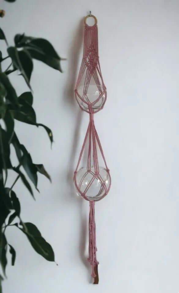 Macrame Pakket Plantenhanger - 2 potten - Oud Roze - Hobbygaren