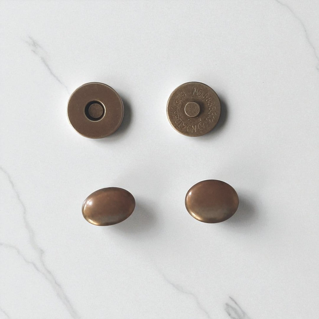Magneetsluiting met Knop 14 mm – Brons, Zilver, Goud, Zwart