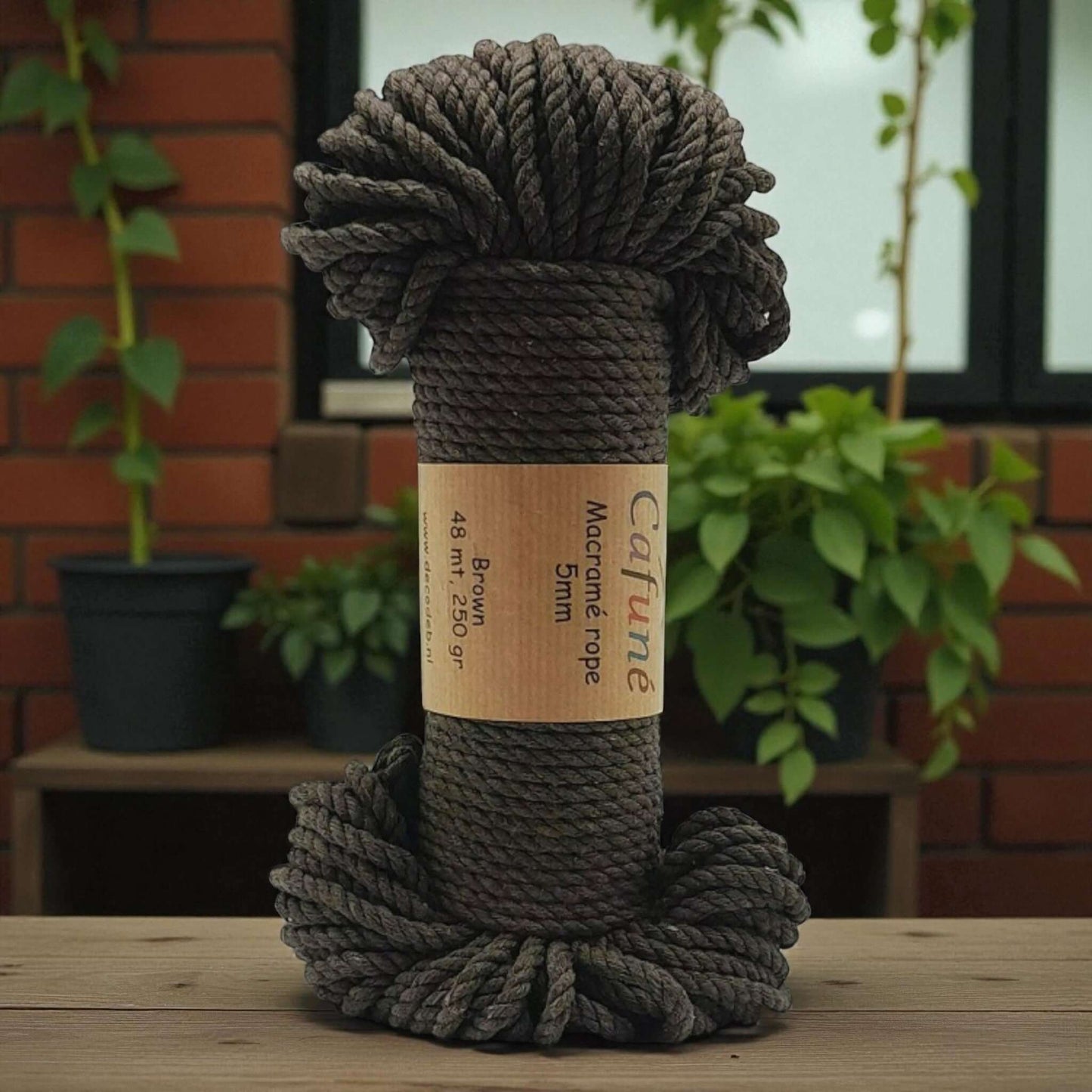 Cafune Macrame Touw 5mm -Bundel-Bruin 250 gram