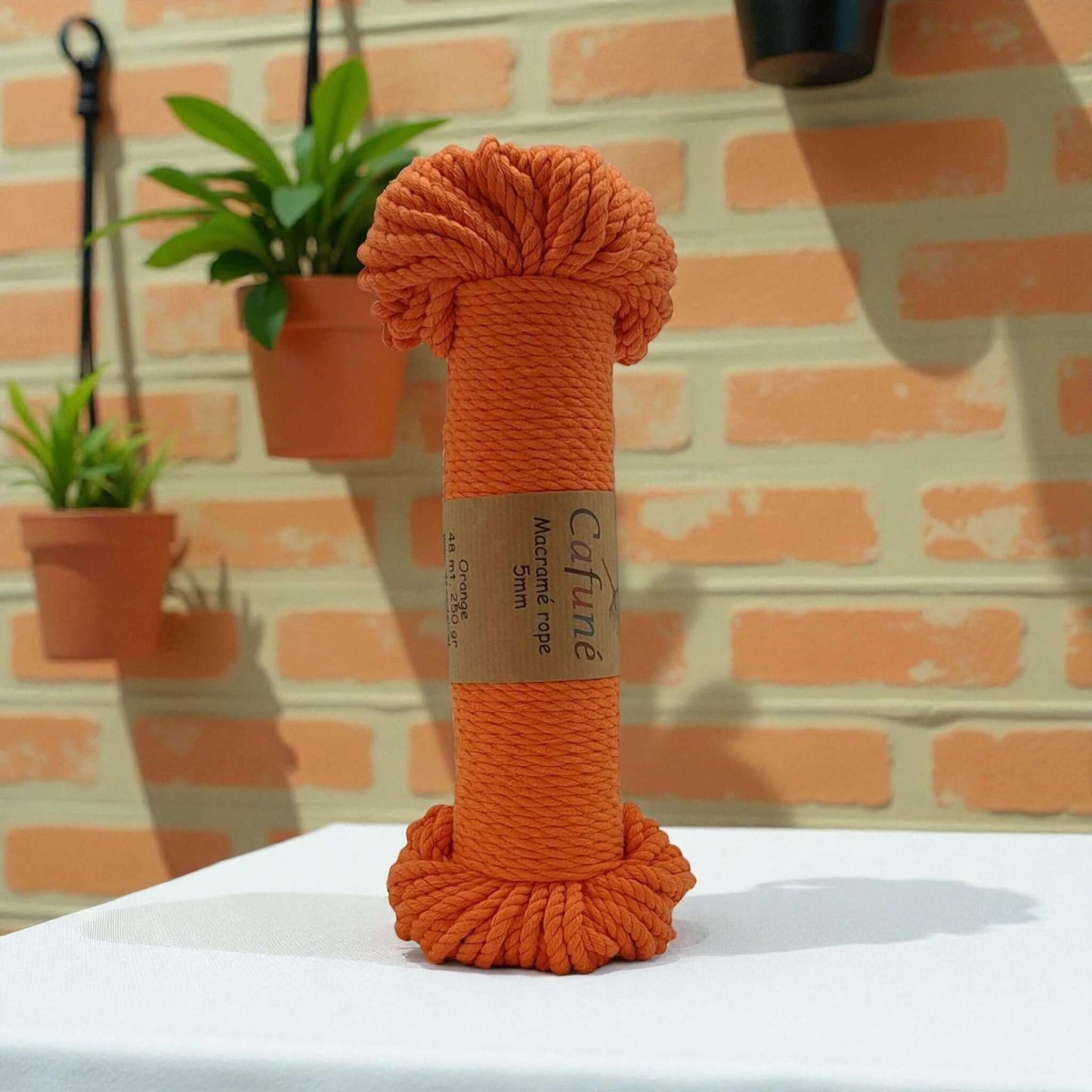 Cafune Macrame Touw 5mm -Bundel-Oranje voor plantenhangers, sleutelhangers en wankleden