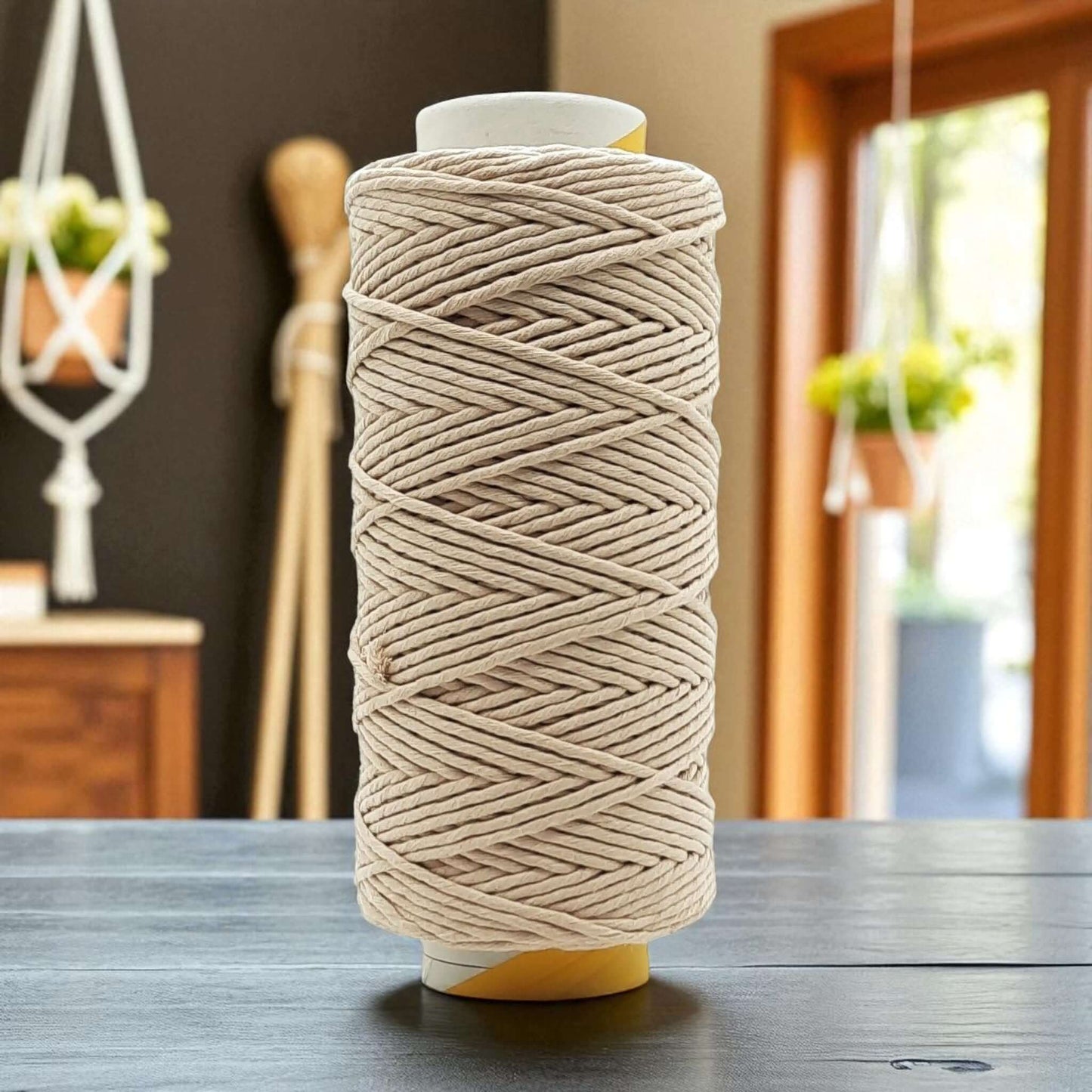 Cafune Macrame Garen XXL 5mm Beige voor wandkleden, plantenhangers