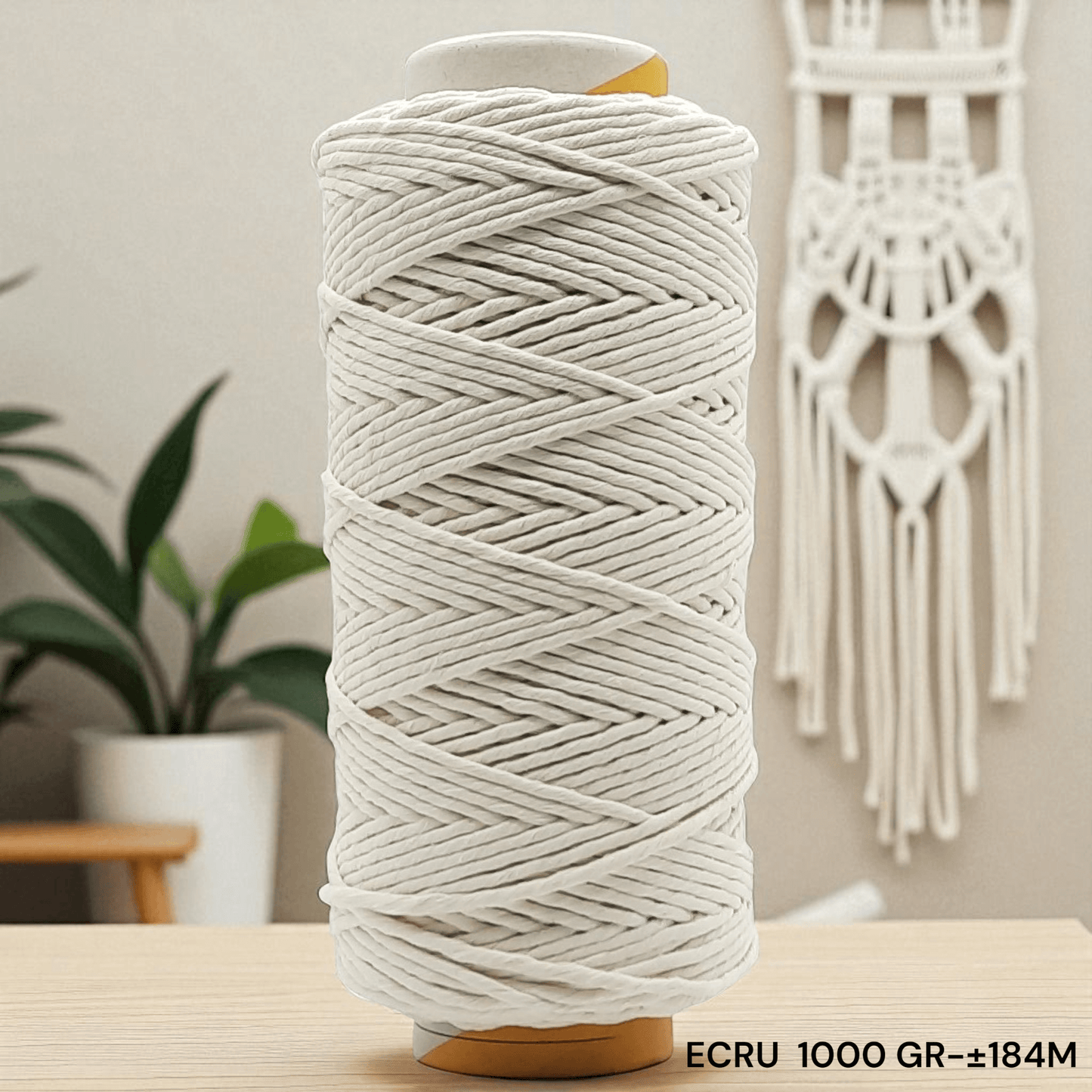 Cafune Macrame Garen XXL 5mm Ecru voor wandkleden, plantenhangers