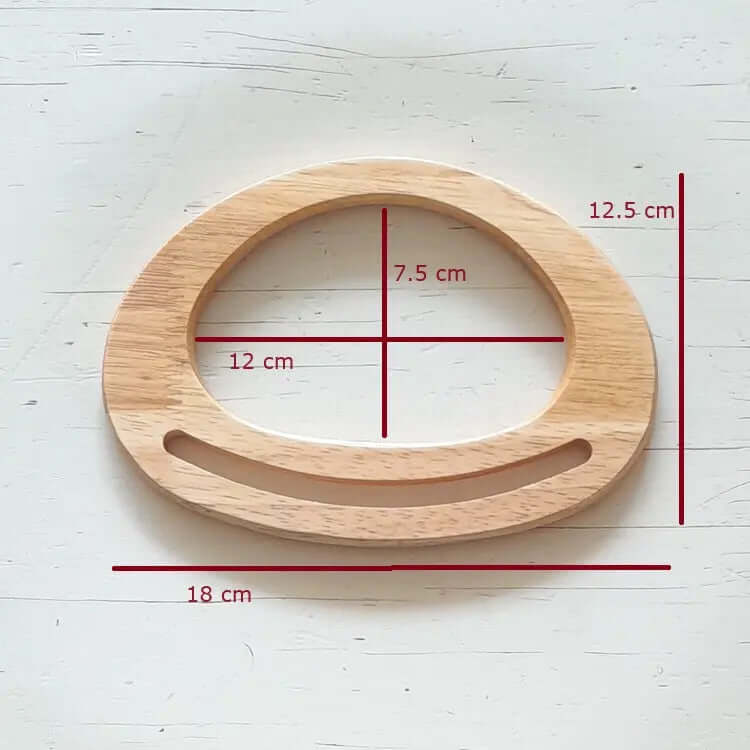 Houten tashandvat ovaal, kleur: naturel. Per set te koop bij hobbygaren.nl