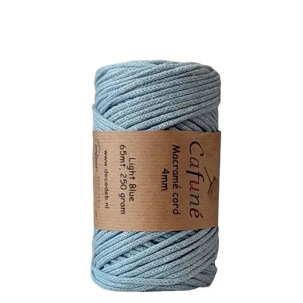 cafune macrame koord 4mm lichtblauw . gevlochten koord van hobbygaren.nl