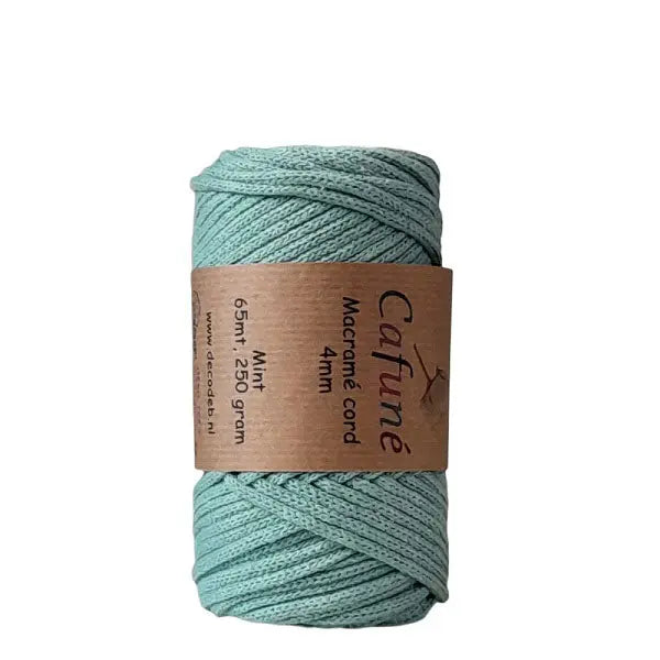 cafune macrame koord 4mm mint. gevlochten koord van hobbygaren.nl