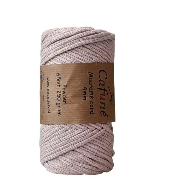 cafune macrame koord 4mm poeder. gevlochten koord van hobbygaren.nl