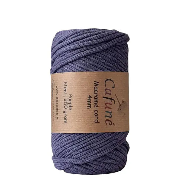 cafune macrame koord 4mm paars. gevlochten koord van hobbygaren.nl