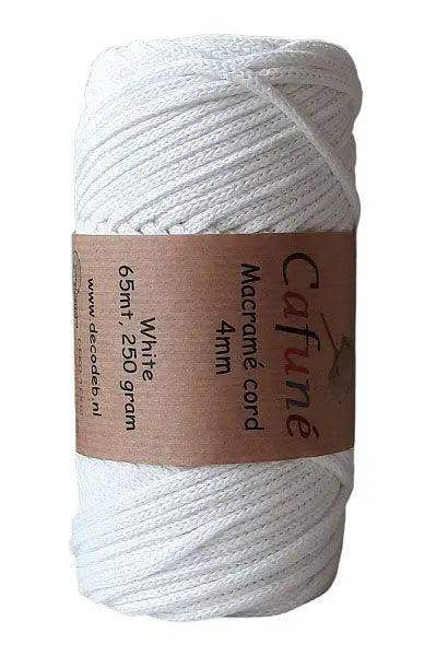 cafune macrame koord 4mm wit. gevlochten koord van hobbygaren.nl