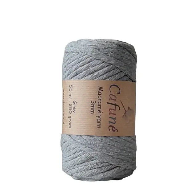 cafune macrame garen 4mm, enkele streng, grijs