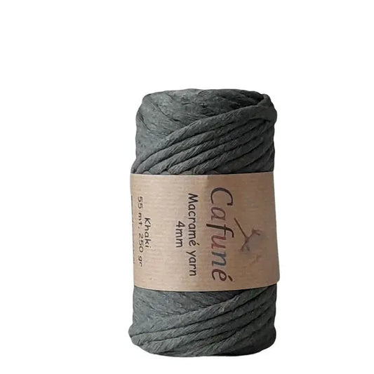 cafune macrame garen 4mm, enkele streng, kaki