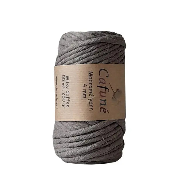 cafune macrame garen 4mm, enkele streng, latte - milky coffee