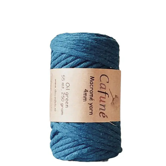 cafune macrame garen 4mm, enkele streng, olie - petrol