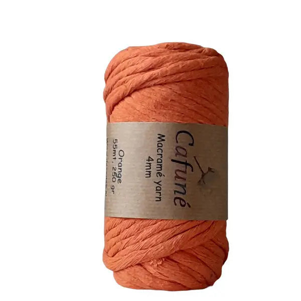 cafune macrame garen 4mm, enkele streng, oranje