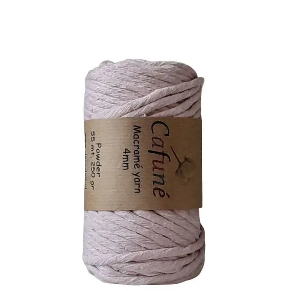 cafune macrame garen 4mm, enkele streng, poeder