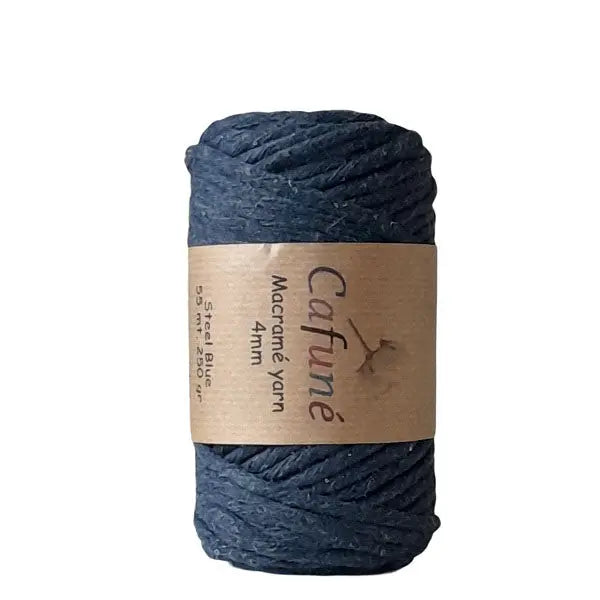 cafune macrame garen 4mm, enkele streng, staal blauw