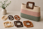 Houten Tashengsels- Vierkant 15 × 13 cm