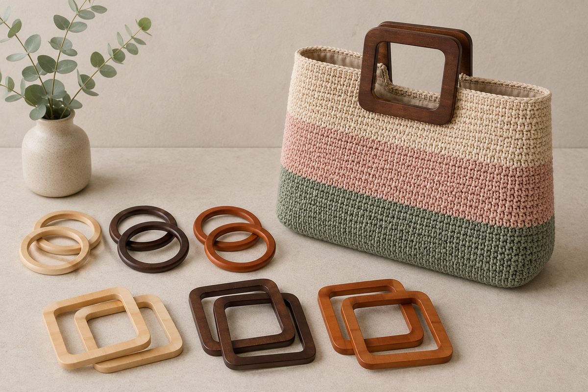 Houten Tashengsels- Vierkant 15 × 13 cm
