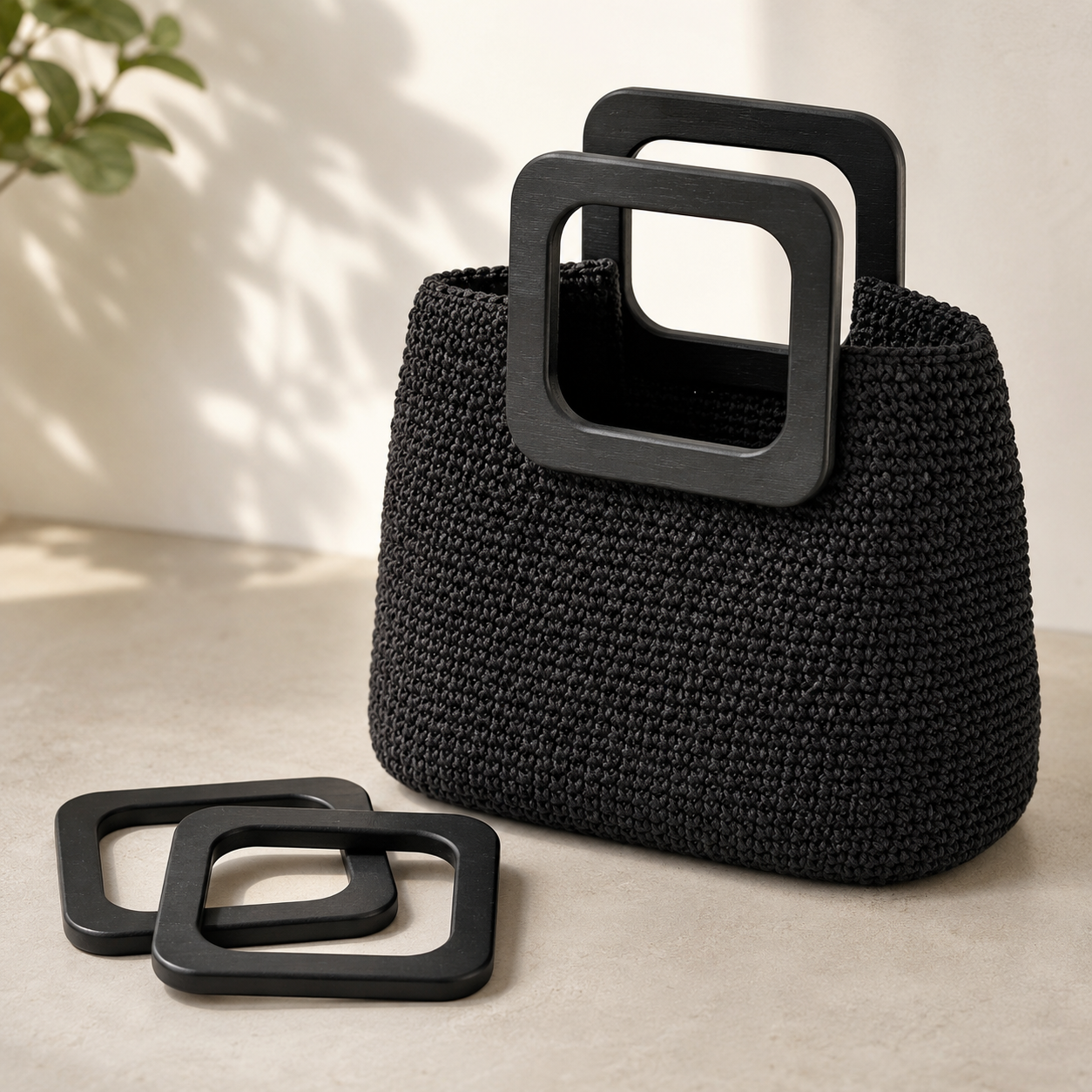 Houten Tashengsels- Vierkant 15 × 13 cm