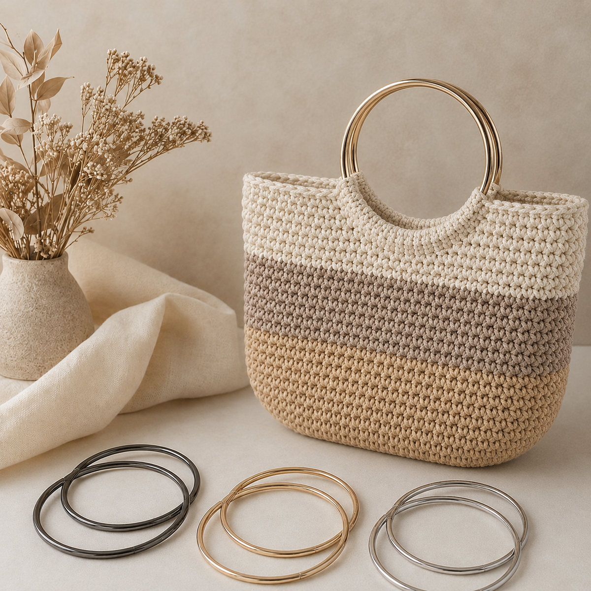 Metalen Tas Handvatten Rond 12cm