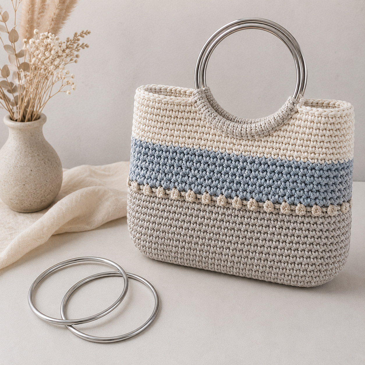 Metalen Tas Handvatten Rond 12cm