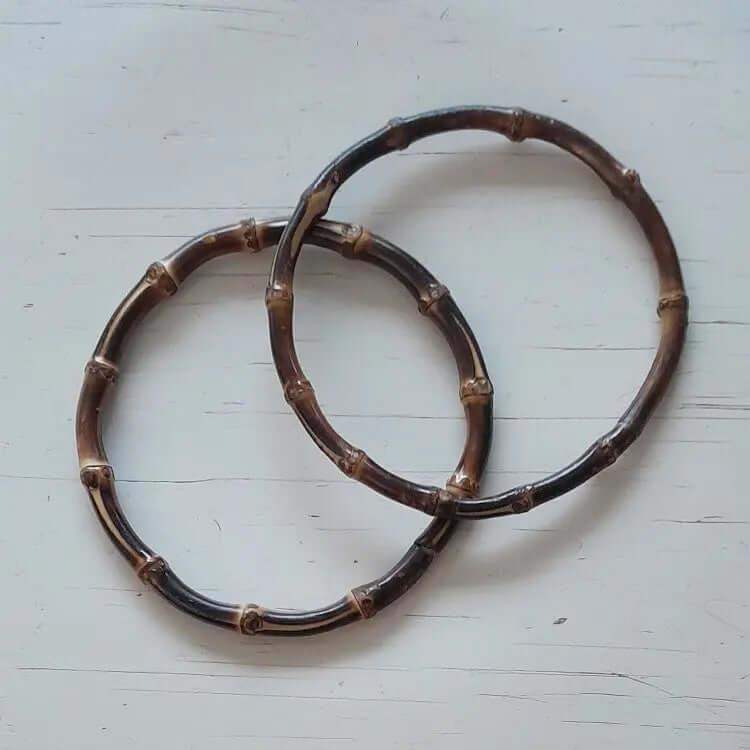 Bamboe Tas Handvat-Rond-Bruin-15 cm - Hobbygaren