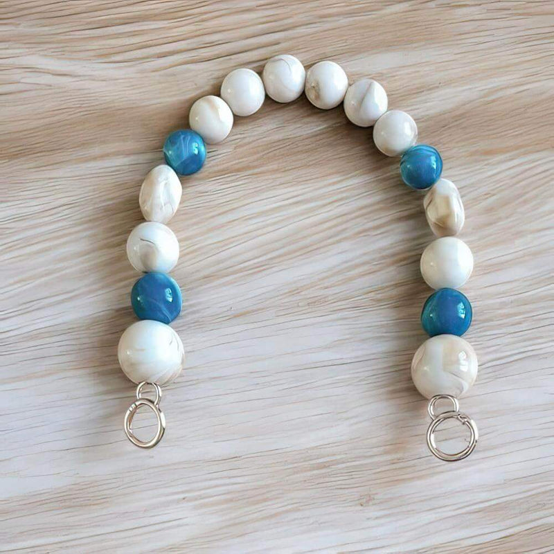 Tas Hengsel van Acryl Kralen Beige / Turqouise - Hobbygaren