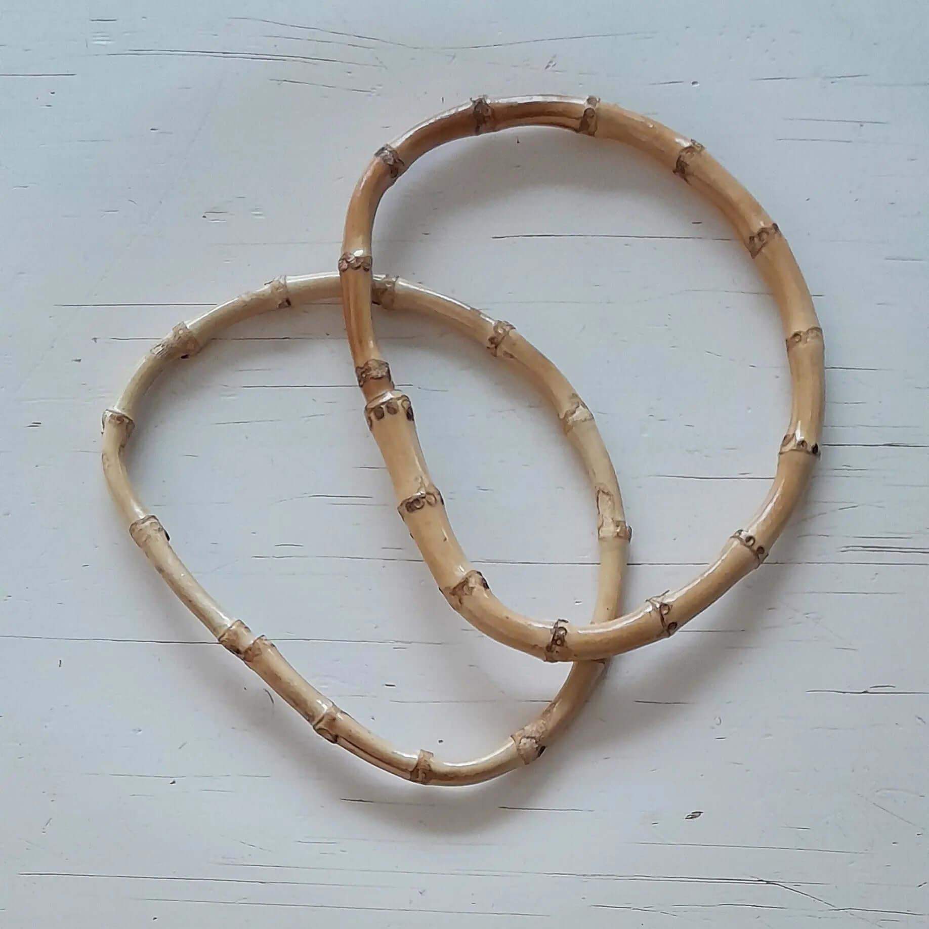 Bamboe Tas Handvat-Half RondNaturel-16cm x 13cm - Hobbygaren